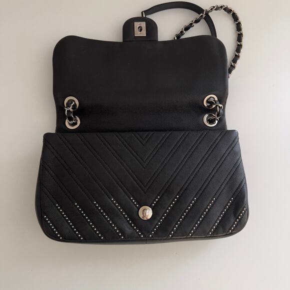 Chanel Calfskin Studded Chevron Medium Stud Wars Flap Black - Picture 5 of 13